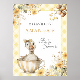 Geel Gekke Gans Baby shower Welkomstbord Poster