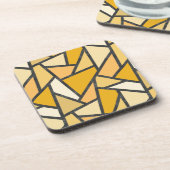 Geel gekleurd glazen patroon bier onderzetter (Linkerzijde)