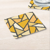 Geel gekleurd glazen patroon kartonnen onderzetters (Schuin)
