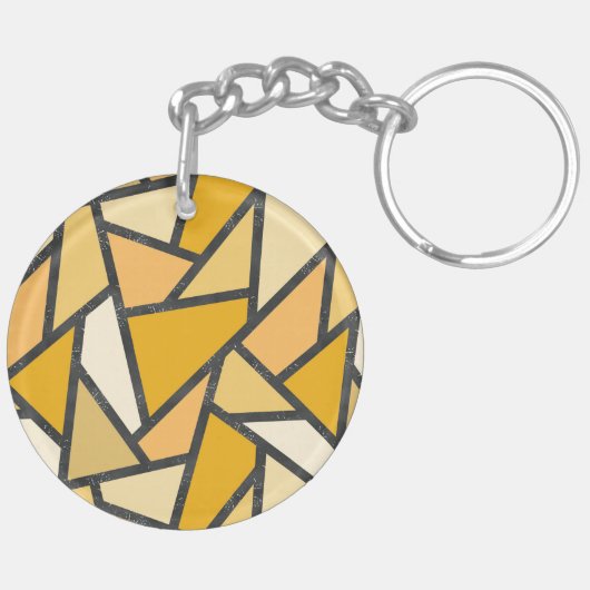Geel gekleurd glazen patroon sleutelhanger (Achterkant Links)