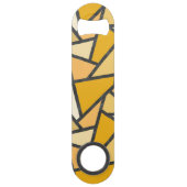 Geel gekleurd glazen patroon speed flessenopener (Achterkant)