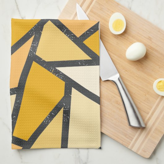 Geel gekleurd glazen patroon theedoek (Quarter Fold)