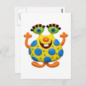 Geel gekleurd monster briefkaart (Voorkant / Achterkant)