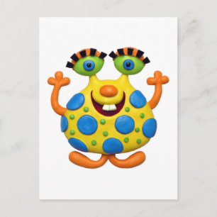 Geel gekleurd monster briefkaart
