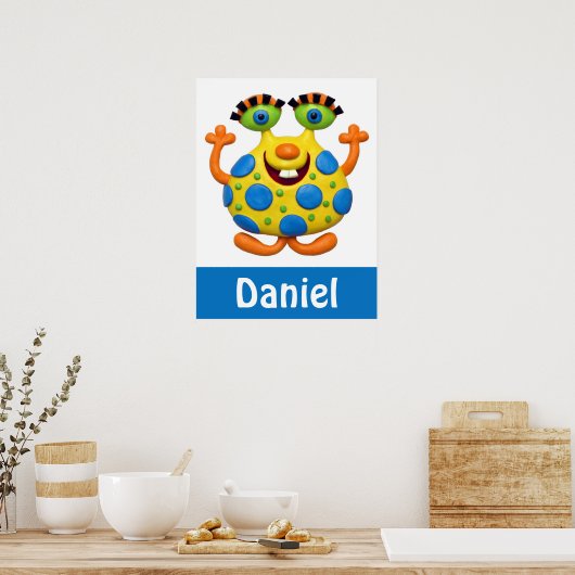 Geel gekleurd monster poster (Keuken)