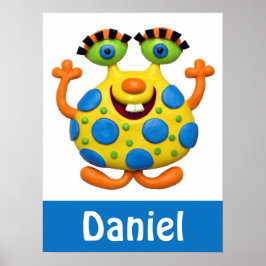 Geel gekleurd monster poster