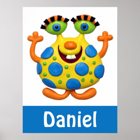 Geel gekleurd monster poster (Voorkant)