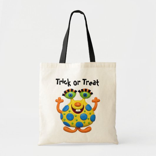 Geel gekleurd monster tote bag (Voorkant)