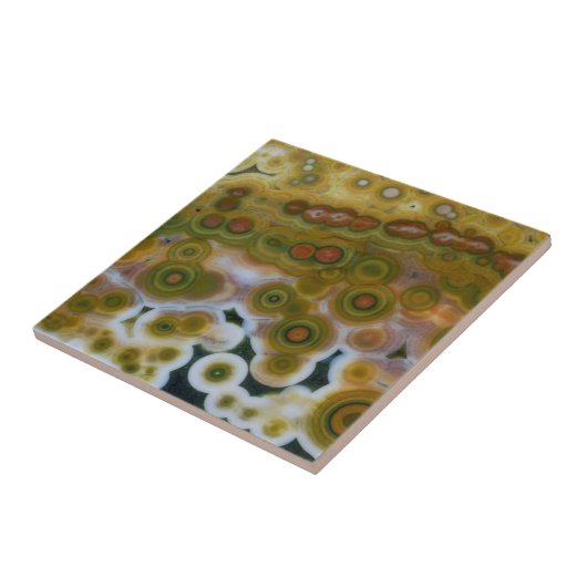 Geel gekleurd Ocean Jasper Tegeltje (Zijkant)