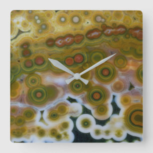 Geel gekleurd Ocean Jasper Vierkante Klok