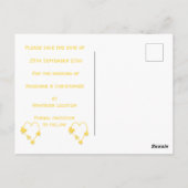 Geel gekleurd vlinderhart bewaar de datum briefkaart (Achterkant)