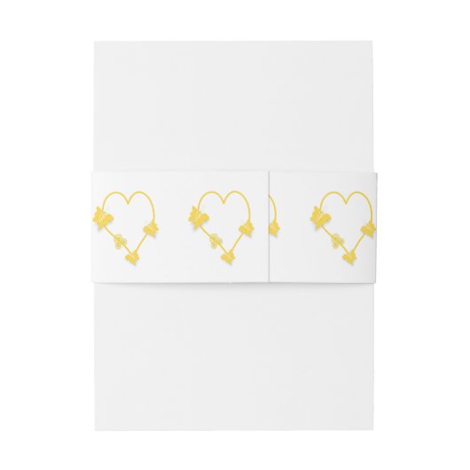 Geel gekleurde vlinder hart ontwerp bruiloft uitnodigingen wikkel (Achterkant Voorbeeld)