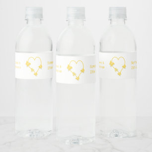 Geel gekleurde vlinder hart ontwerp bruiloft waterfles etiket