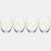 Geel gekleurde vlinder hart ontwerp bruiloft wijnglas zonder voet (Voorkant)