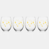 Geel gekleurde vlinder hart ontwerp bruiloft wijnglas zonder voet (Achterkant)