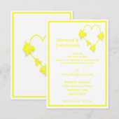 Geel Gekleurde Vlinders Hart Ontwerp Wedding Kaart (Voorkant / Achterkant)