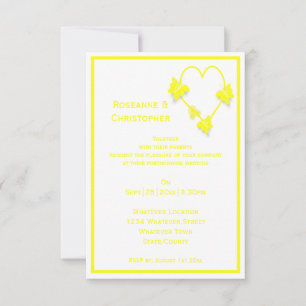 Geel Gekleurde Vlinders Hart Ontwerp Wedding Kaart