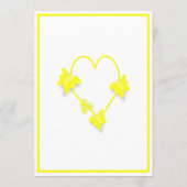 Geel Gekleurde Vlinders Hart Ontwerp Wedding Menu (Achterkant)
