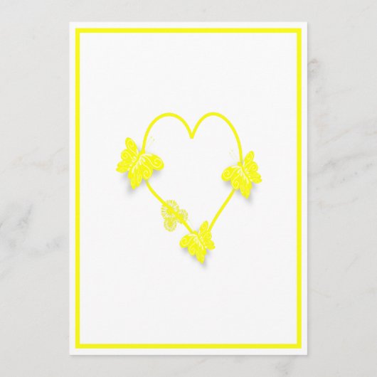 Geel Gekleurde Vlinders Hart Ontwerp Wedding Menu (Achterkant)