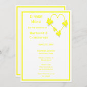 Geel Gekleurde Vlinders Hart Ontwerp Wedding Menu (Voorkant / Achterkant)