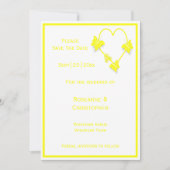 Geel Gekleurde Vlinders Hart Ontwerp Wedding Save The Date (Voorkant)