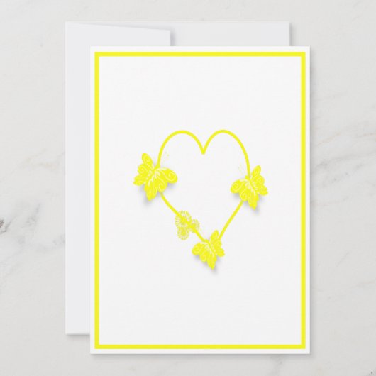 Geel Gekleurde Vlinders Hart Ontwerp Wedding Save The Date (Achterkant)