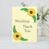 Geel gekleurde zonnebloem ontwerp bruiloft bedankkaart (Staand voorkant)