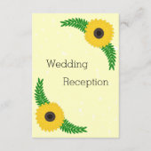 Geel gekleurde zonnebloem ontwerp bruiloft informatiekaartje (Voorkant)