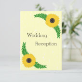 Geel gekleurde zonnebloem ontwerp bruiloft informatiekaartje (Staand voorkant)