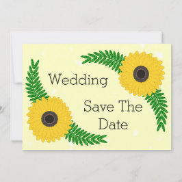 Geel gekleurde zonnebloem ontwerp bruiloft save the date