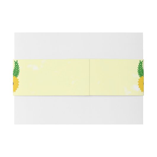 Geel gekleurde zonnebloem ontwerp bruiloft uitnodigingen wikkel (Achterkant Voorbeeld)