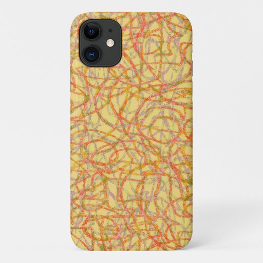 Geel gekrabbel lijnpatroon Case-Mate iPhone case (Achterkant)