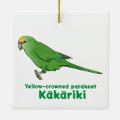 Geel gekroond Kakariki Keramisch Ornament (Achterkant)