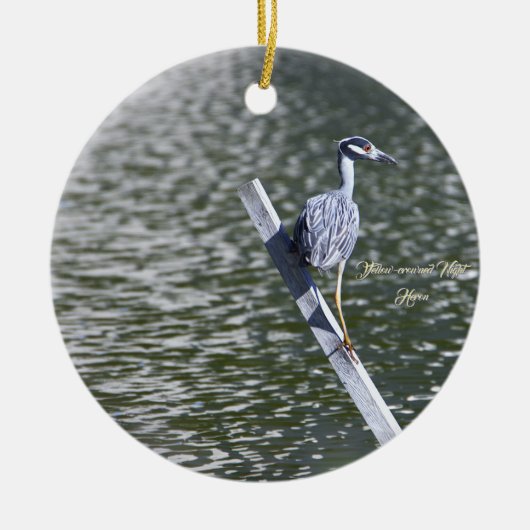 Geel-gekroonde Night Heron Ornament (Voorkant)
