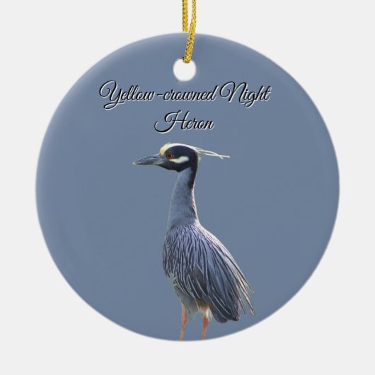 Geel gekroonde Night Heron Ornament (Voorkant)