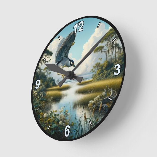 geel gekroonde reiger in 8 stijlen ronde klok (Hoek)