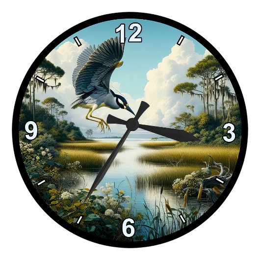geel gekroonde reiger in 8 stijlen ronde klok