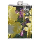 Geel gekruid Iris Irises Flowers floral Heupfles (Achterkant)