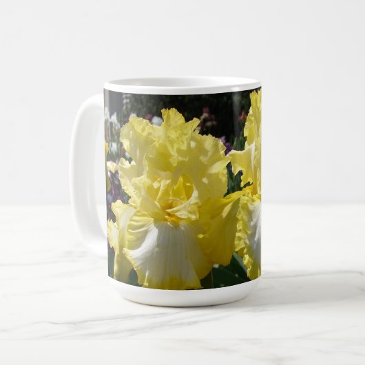 Geel gekruid Iris Irises Flowers floral Koffiemok (Voorkant links)