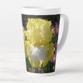 Geel gekruid Iris Irises Flowers floral Latte Mok (Rechterhoek)