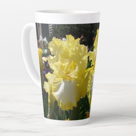 Geel gekruid Iris Irises Flowers floral Latte Mok (Linkerhoek)