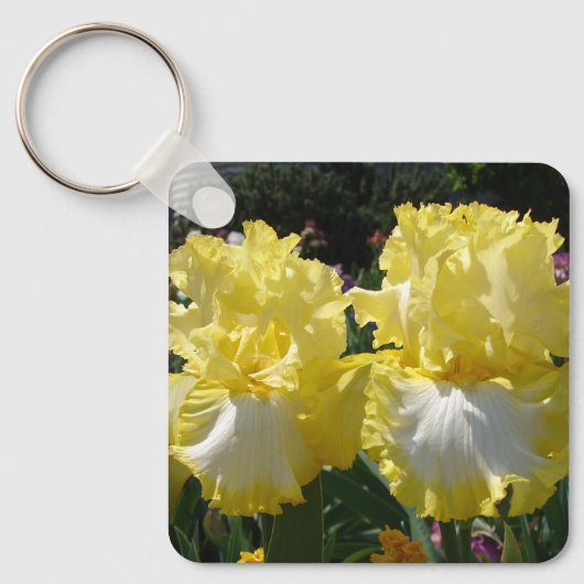 Geel gekruid Iris Irises Flowers floral Poster Sleutelhanger (Voorkant)