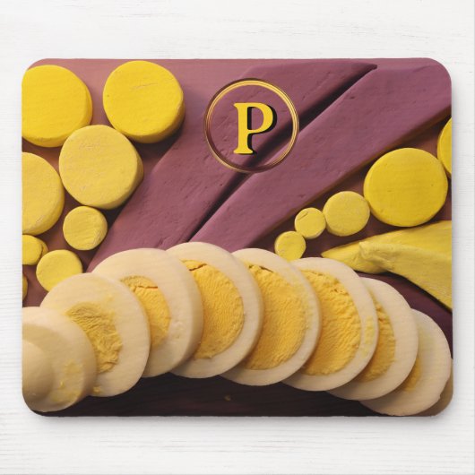 Geel gelookt Afbeelding met gespleten hardgekookte Muismat (Voorkant)