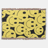 Geel Gelukkig Gezicht Glimlacht Zwart Deken (Voorkant)