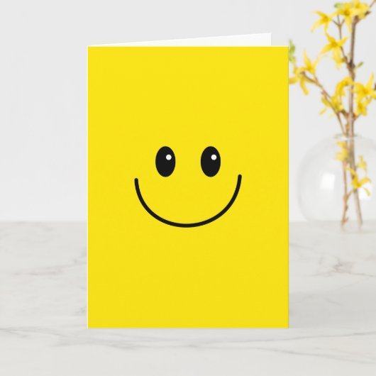 Geel gelukkig glimlachend gezicht kaart (Gele Bloem)