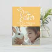 Geel Gelukkig Pasen Aangepaste Foto Feestdagenkaart (Staand voorkant)