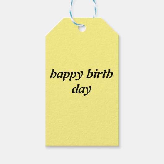 Geel Gelukkige Geboorte Dag Gift Stage Cadeaulabel (Voorkant)