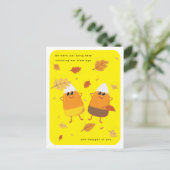 Geel | Gemengde Candy Corn Duo | Thanksgiving Feestdagenkaart (Staand voorkant)