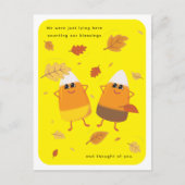 Geel | Gemengde Candy Corn Duo | Thanksgiving Feestdagenkaart (Voorkant)