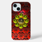 GEEL GEMSTONE MON Red Black Damask Case-Mate iPhone Case (Achterkant)